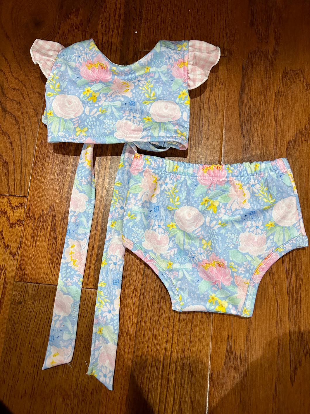 Girls Floral Bathing Suit with bow