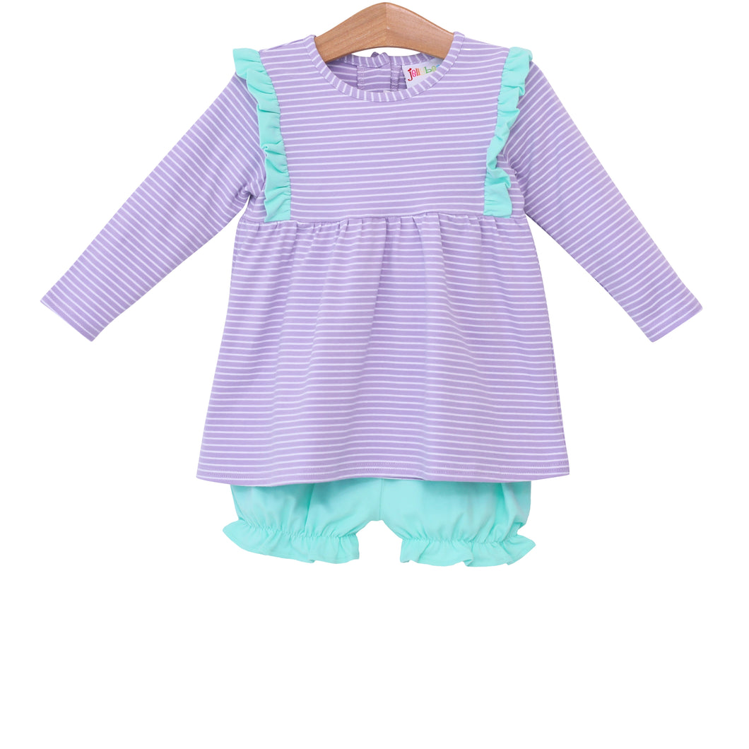 Evie Bloomer Set- Lavender Stripe & Mint