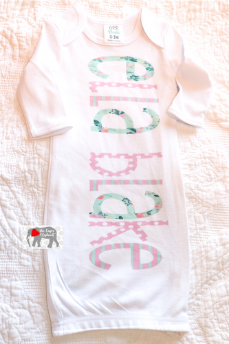 100% Polyester Dye-Pressed Personalized Name Baby Gown