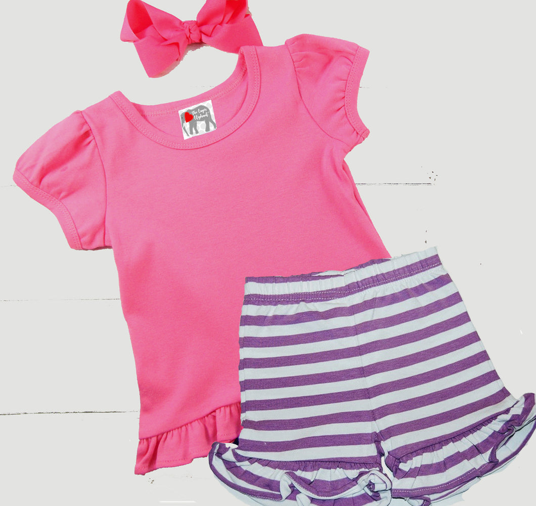 Girls Shirt and Ruffle Short Set